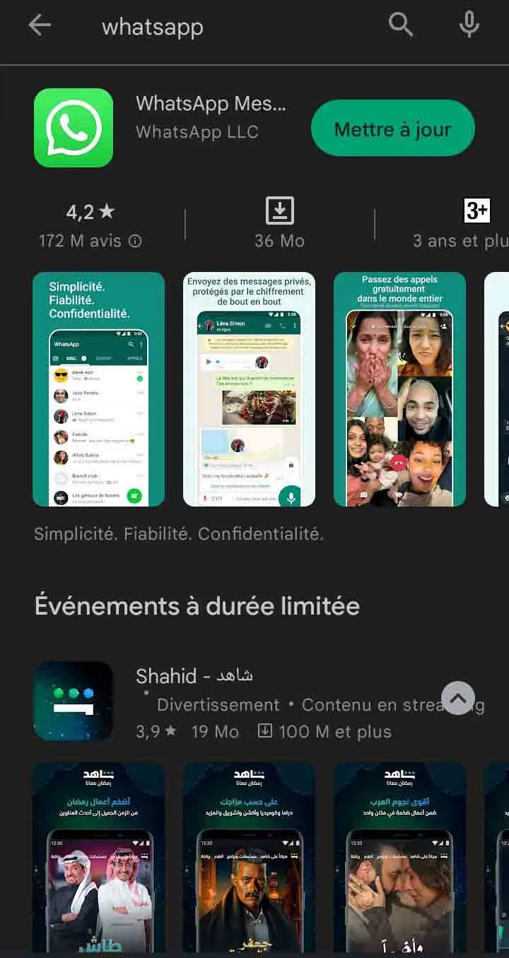 Installer WhatsApp pour Android sur Play Store